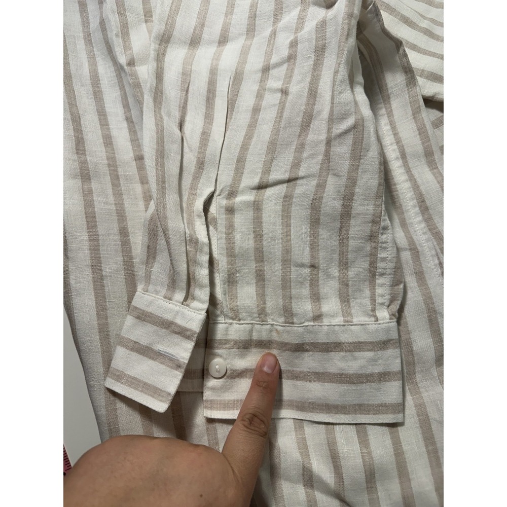 Chicos 100% Linen Womans Striped Tunic Top Size 16/18 Lagenlook Minimal Travel - Picture 2 of 16